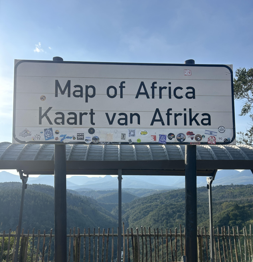 The sign of the Map of Africa a popular sight in Wilderness on the Garden Route