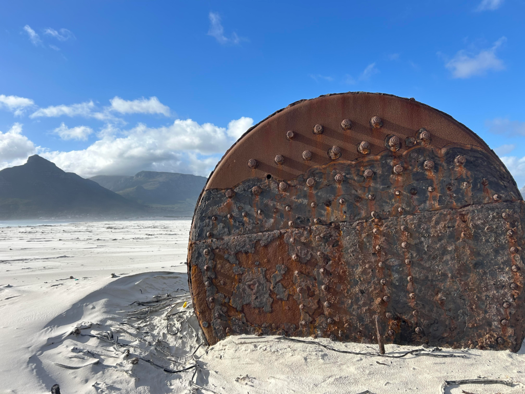 Ruins of a shipwreck on Noordhoek Beach