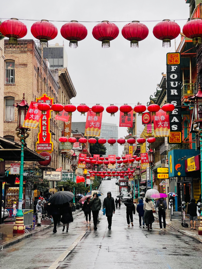 Street view of Grant Avenue in Chinatown, San Francisco.