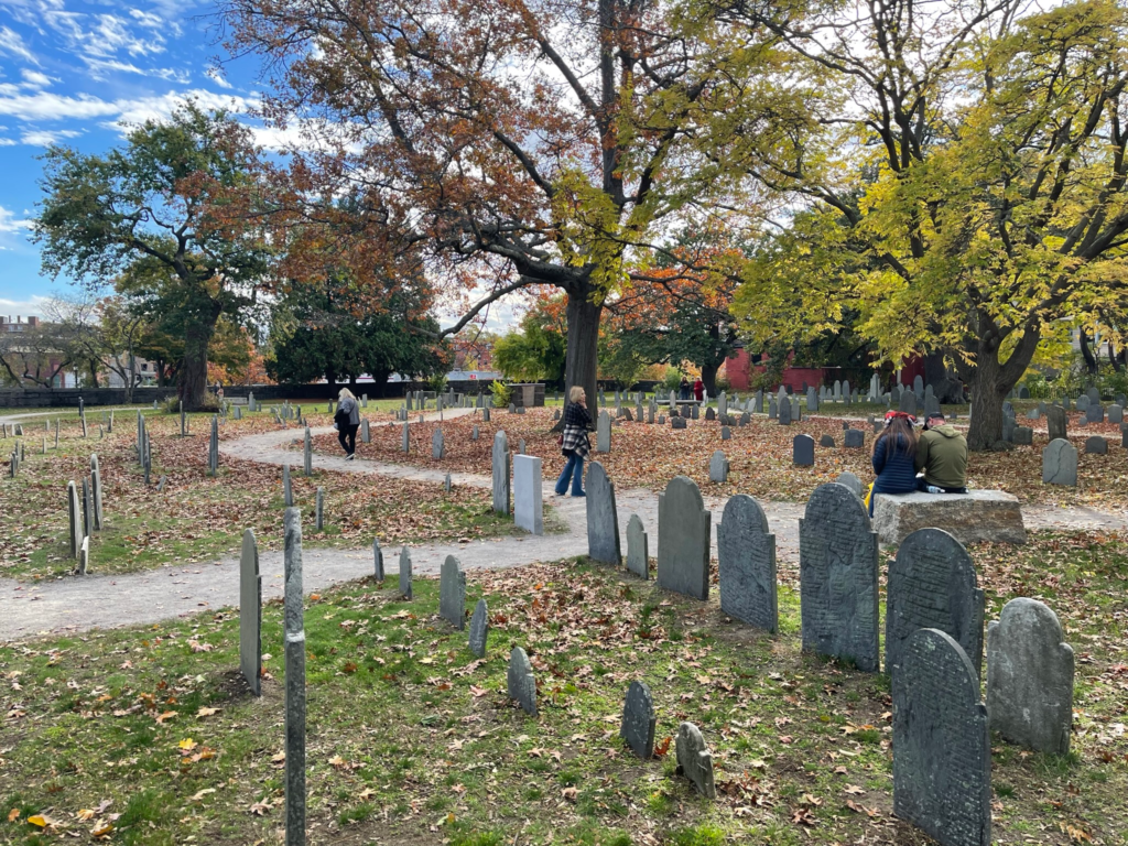 Old Burying Point Cemetery in downtown Salem MA