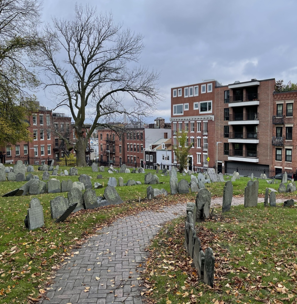 A view of Copp's Hill Burying Ground in the North End of Boston.