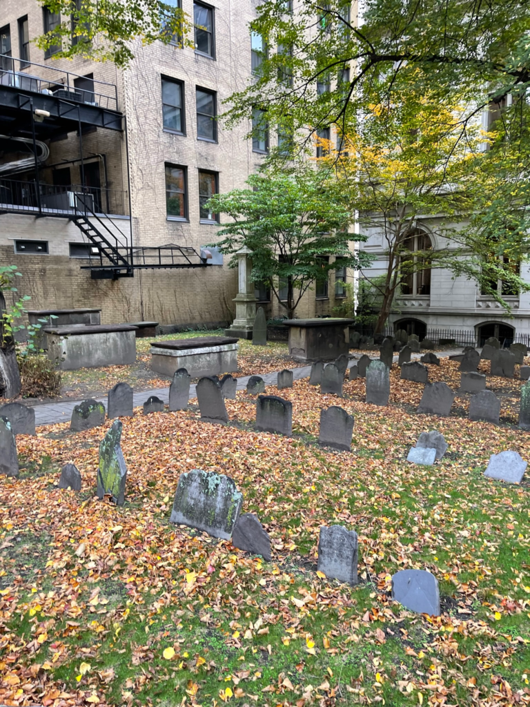 King's Chapel Burying Ground during Fall in Boston.