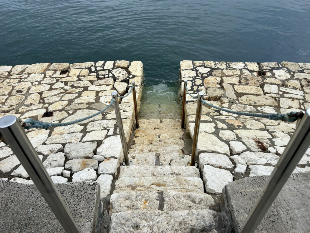 The steps at Carnlough Harbour used as a Game of Thrones filming location.