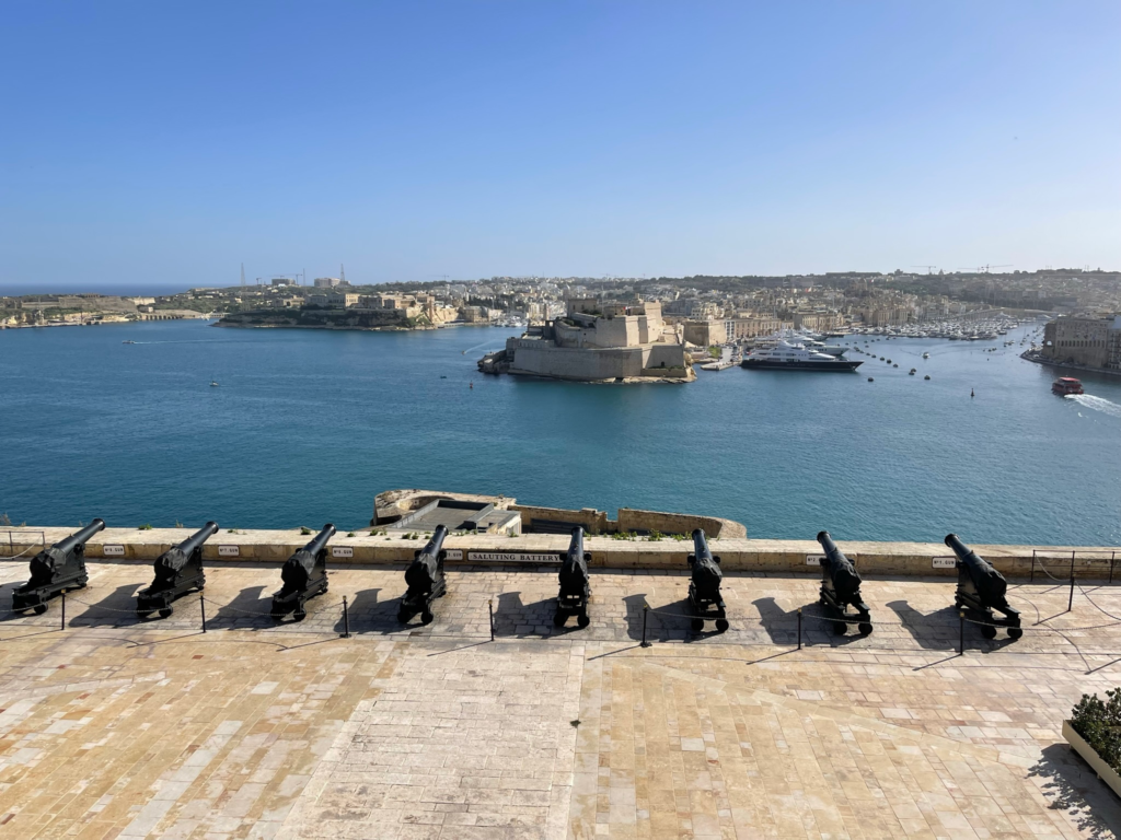 A view of Fort St Angelo from the Upper Barrakka Gardens in Valletta.