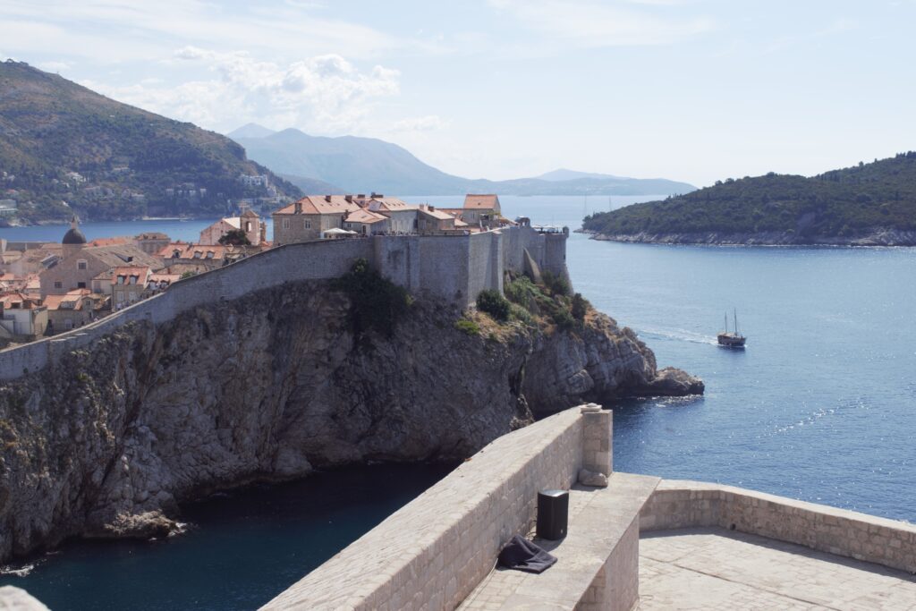 A view of the Dubrovnik city walls from Fort St Lawrence.