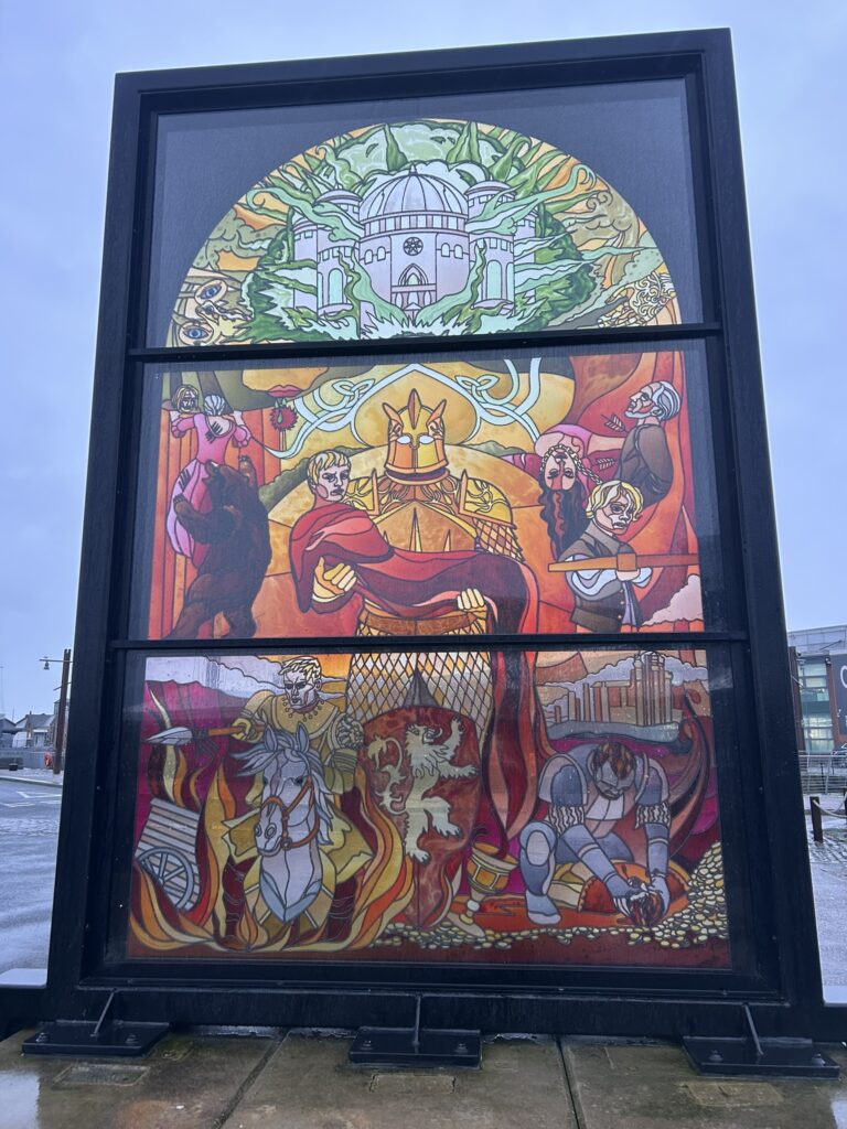 Window 6, House Lannister, on the Glass of Thrones trail in Belfast.