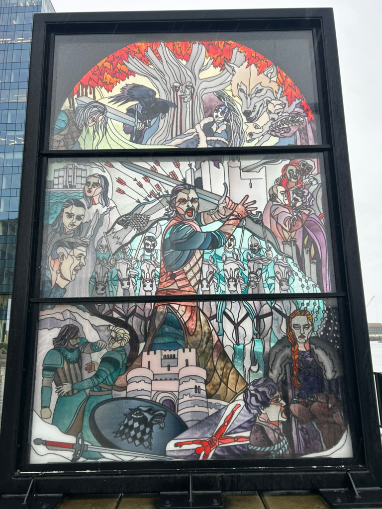 Window 1, House Stark on the Glass of Thrones trail in Belfast.